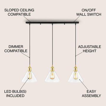 Kiawah Island 30.5" Metal/Glass Contemporary Modern  LED Pendant - JONATHAN Y